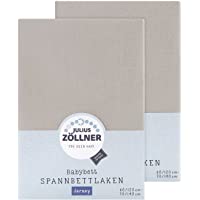 Julius Zöllner 8380347540 - Pack doble de dos sábanas bajeras para cunas- tamaño 60 x 120-70 x 140- color taupe- unisex